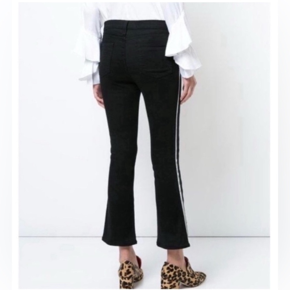 NWOT Veronica Beard Carolyn 10” Baby Boot Black Silver Tuxedo Stripe Jeans 26 - Picture 13 of 13